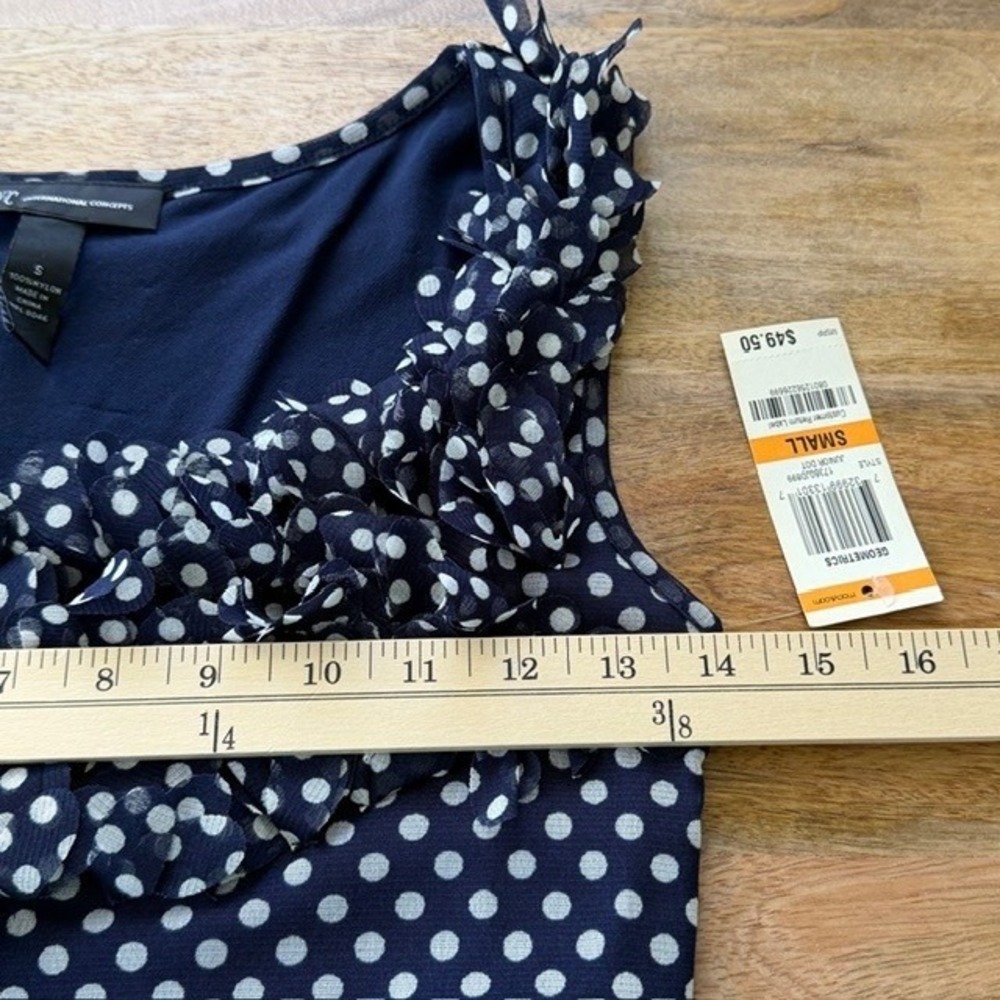 Vtg. Y2K Parisian Coquette Navy Polka Dot 2Pc Set Tank & Tiered Mini Skirt S/M - Picture 4 of 14